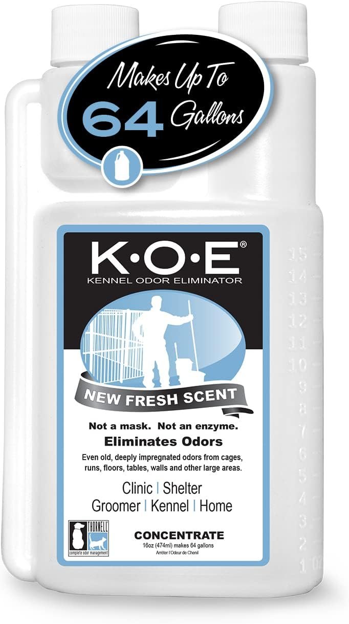 Thornell Odor Eliminator Concentrate – K.O.E. Odor Eliminator for Strong Odor for Cages, Runs & More – Pet Odor Eliminator for Home & Kennel w/Safe, Non-Enzymatic Formula (Fresh Scent, 16 oz)