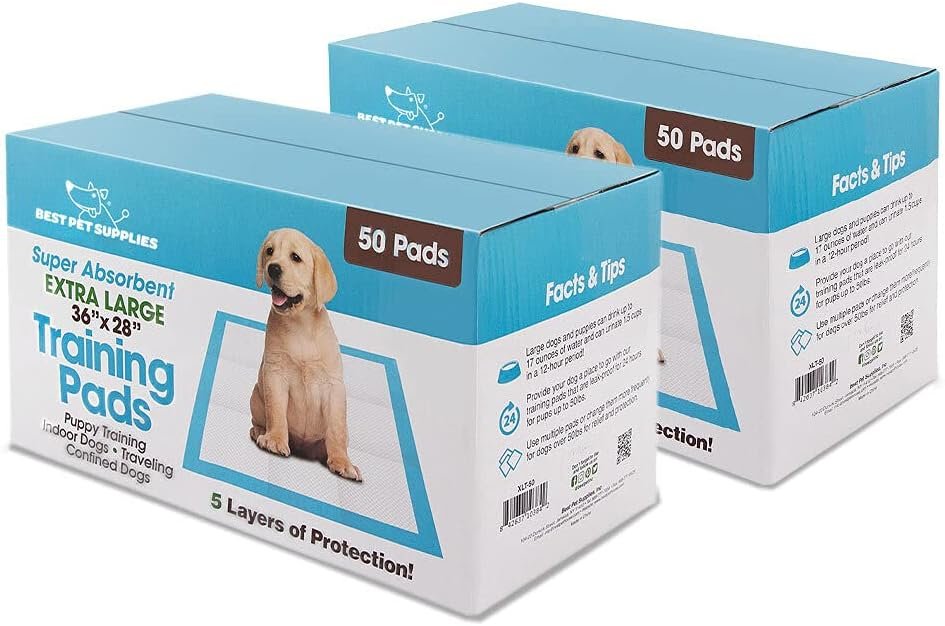 Best Pet Supplies Puppy Pads - Disposable, Dog Training Potty, Super Absorbent Blue Puppy Pee Pads for Dogs (Pack of 100) X-Large