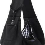 Dog Carrier Sling - Reversible Puppy Carrier Purse with Storage Pocket, Hand-Free Dog Sling Carrier for Carry Small Dogs and Cats, Travel Safety Harness, Dog and Cat Harness(Black)