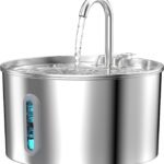 Cat Water Fountain Stainless Steel: Cat Fountain for Drinking - Automatic Pet Water Fountain for Cats Inside - 74oz/2.2L Dog Water Dispenser Drinking Supplies Metal Kitty Spout Animal Waterer Bowl