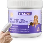 HICC PET Teeth Cleaning Wipes for Dogs & Cats, Remove Bad Breath by Removing Plaque and Tartar Buildup No-Rinse Dog Finger Toothbrush, Disposable Gentle Cleaning & Gum Care Pet Wipes, 50 Counts