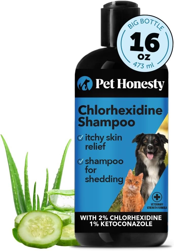 Pet Honesty Chlorhexidine Cat & Dog Seasonal Itch Relief Shampoo, for Allergies, Itching, Dog Skin and Coat Supplement, Helps Shedding, Hot Spots, Deodorizing Dog Shampoo, Dog Grooming Supplies,16oz