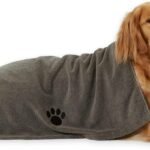 Bone Dry Pet Grooming Towel Collection Absorbent Microfiber X-Large, 41x23.5", Embroidered Gray
