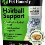 Pet Honesty Cat Hairball Support Crunchy & Creamy Chews, Hairball Remedy Treats, Cat Furball Treatment, Supports Skin & Coat, Digestion, Vitamins & Hairball Medicine, Chicken (30-Day Supply)