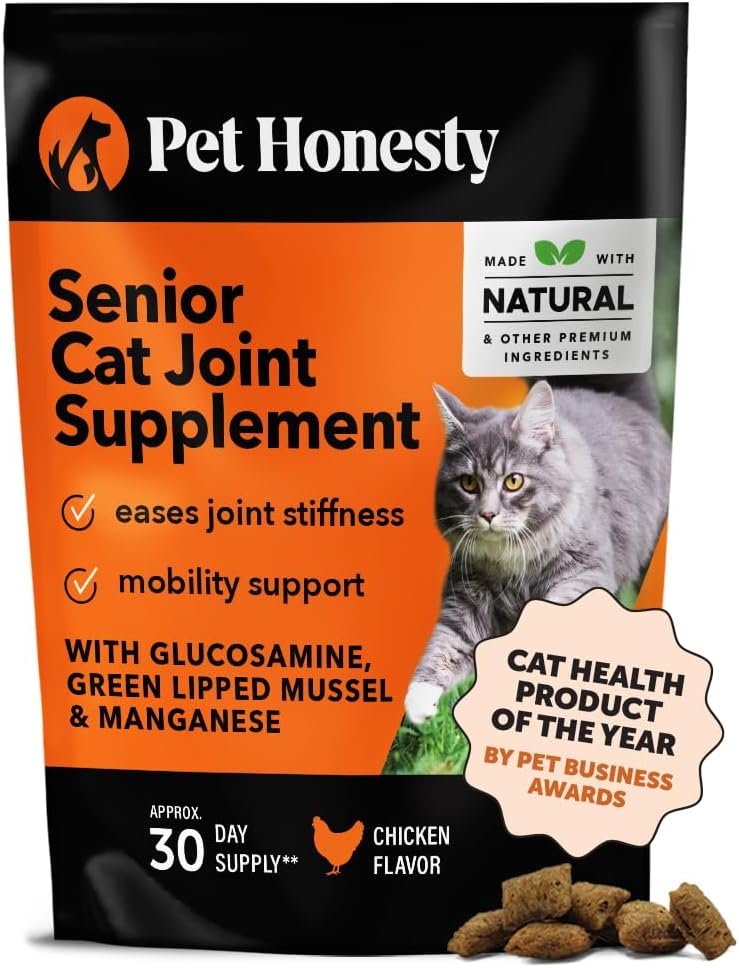 Pet Honesty Cat Hip & Joint Health Crunchy & Creamy Chews - Cat Joint Support Supplement with Glucosamine, Health Supplies & Hip Support for Indoor & Outdoor Cats (Chicken 30-Day Supply)