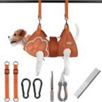 Paws n' Cradle Dog Grooming Hammock Harness for Dogs & Cats - Complete Kit with Adjustable Leg Fittings, Comb, Nail Clippers, File, Velcro Strap, Adjustable Hanging Straps & Snap Hooks (Medium)