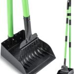 MXF Pooper Scooper, Dog Pooper Scooper Long Handle Stainless Metal Tray and Rake Set for Medium Small Dogs Heavy Duty - Use on Grass, Dirt or Gravel - Pet Supplies (Green)