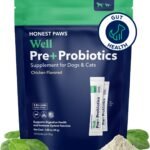 Honest Paws Probiotics for Dogs - Digestive & Immune Support Powder with Prebiotic Made in The USA, Chicken Flavor (30 Sticks)