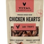 Vital Essentials Freeze Dried Raw Single Ingredient Dog Treats, Chicken Hearts, 1.9 oz | Premium Quality High Protein Training Treats | Grain Free, Gluten Free, Filler Free