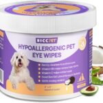 HICC PET Eyes Wipes for Dogs & Cats - Gently Remove Tear Stain, Debris, Discharge, Crust - Coconut Oil Pet Cleaning Grooming Deodorizing Wipes Wash Cleaner for Eyes, Wrinkle, Face - 100pcs