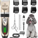 oneisall Dog Clippers Low Noise, 2-Speed Quiet Dog Grooming Kit Rechargeable Cordless Pet Hair Clipper Trimmer Shaver for Small and Large Dogs Cats Animals (Gold)
