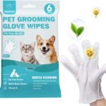 Vannon Extra Thick Pet Bathing Wipes for Dogs & Cats, Cleaning & Odor-Controlling Grooming Gloves, Nourish Fur Glove Wipes for Daily Care and Traveling, Rinse Free, Unscented, 6 PCS