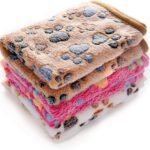 1 Pack 3 Blankets Super Soft Fluffy Premium Fleece Pet Blanket Flannel Throw for Dog Puppy Cat Paw Brown/Pink/White Small(23x16 inch)
