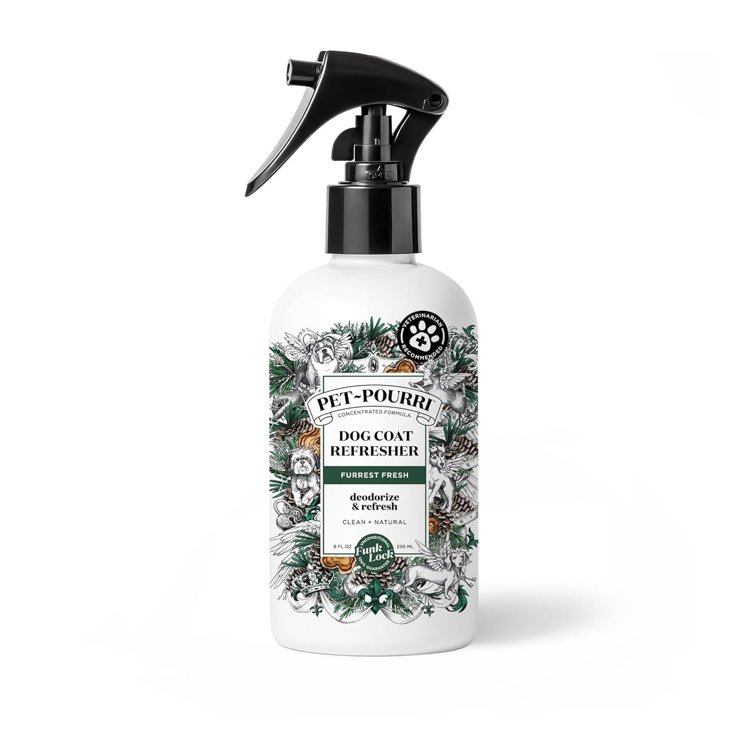 Pet-Pourri Dog Coat Deodorizing Spray – Plant Derived Ingredients – Vet Recommended – Fir + Amber + Cedarwood – Paraben & Sulfate-Free - Grooming perfume Spray for Dog Odor