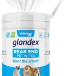 Vetnique Labs Glandex Dog Wipes for Pets Cleansing & Deodorizing Anal Gland Hygienic Dog & Cat Wipes with Vitamin E, Skin Conditioners and Aloe (75ct)