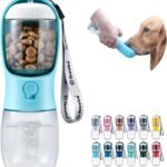 Dog Water Bottle with Food Container, Travel Puppy Water Bowl, Portable Pet Dispenser, Dog Stuff Accessories Items, Puppy Essentials Necessities for Yorkie Cat Walking and Hiking Dog Gift