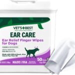 Vet's Best Ear Relief Finger Wipes, Ear Cleansing Finger Wipes for Dogs, Sooths & Deodorizes, 50 Disposable Wipes
