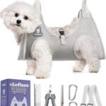 Dog Grooming Hammock Harness for Dogs & Cats with Pet Nail Clipper Trimmer - Cat Hanger Sling for Trimming Clipping Nails- Dog Hammock Restraint Bag for Small Medium Large Dog ( Grey S )