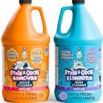 Calyptus Pet Stain and Odor Remover | Orange and Enzyme Cleaner Duo Solution for Pets | 128oz (64oz x 2 Bottles) | Carpet Cleaner and Odor Eliminator for Cat Urine, Dog Pee, and Poop | Pro Strength