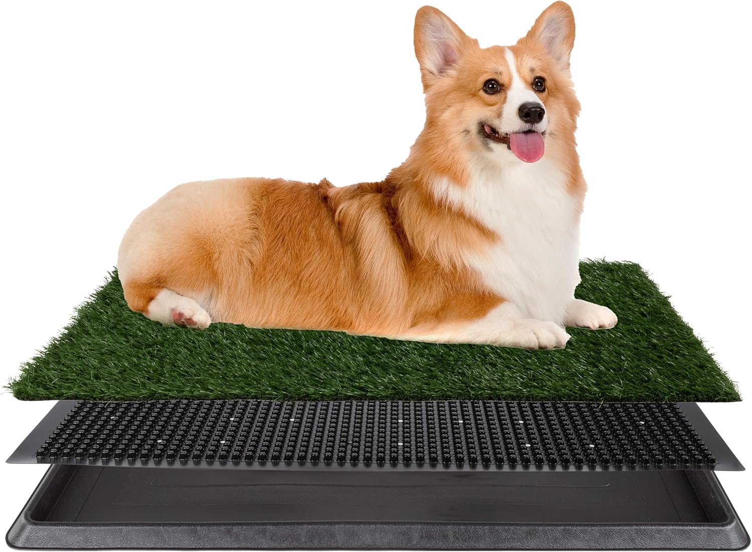 Artificial Grass Puppy Pee Pad for Dogs and Small Pets - 20x25 Reusable 3-Layer Training Potty Pad with Tray - Dog Housebreaking Supplies by PETMAKER