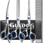 GLADOG Professional 5 in 1 Dog Grooming Scissors Set with Safety Round Tips, Sharp and Heavy-duty Pet Grooming Shears for Cats