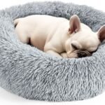 Hoewina Round Fluffy Pet Bed - Donut Bed for Puppies and Kittens, 20in for Indoor Dogs and Cats (Light Grey)ort Render