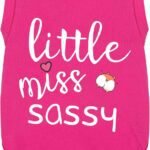 Paiaite Dog Clothes Fashionable Sleeveless Pet Vest: 'Little Miss Sassy' Printed Cotton Dog Shirt, Ideal for Small, Medium, and Large Breeds, Ensuring Comfort and Breathability Rose Red S
