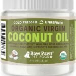 Raw Paws Virgin Organic Coconut Oil for Dogs & Cats, 4-oz - Treatment for Itchy Skin, Dry Nose, Paws - Hot Spot Lotion - Natural Hairball Remedy for Cats