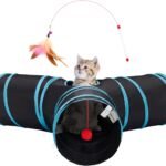Tempcore Pet Cat Tunnel Tube Cat Toys 3 Way Collapsible, Tunnels for Indoor Cats，Kitty Bored Peek Hole Toy Ball Cat, Puppy, Kitty, Kitten, Rabbit