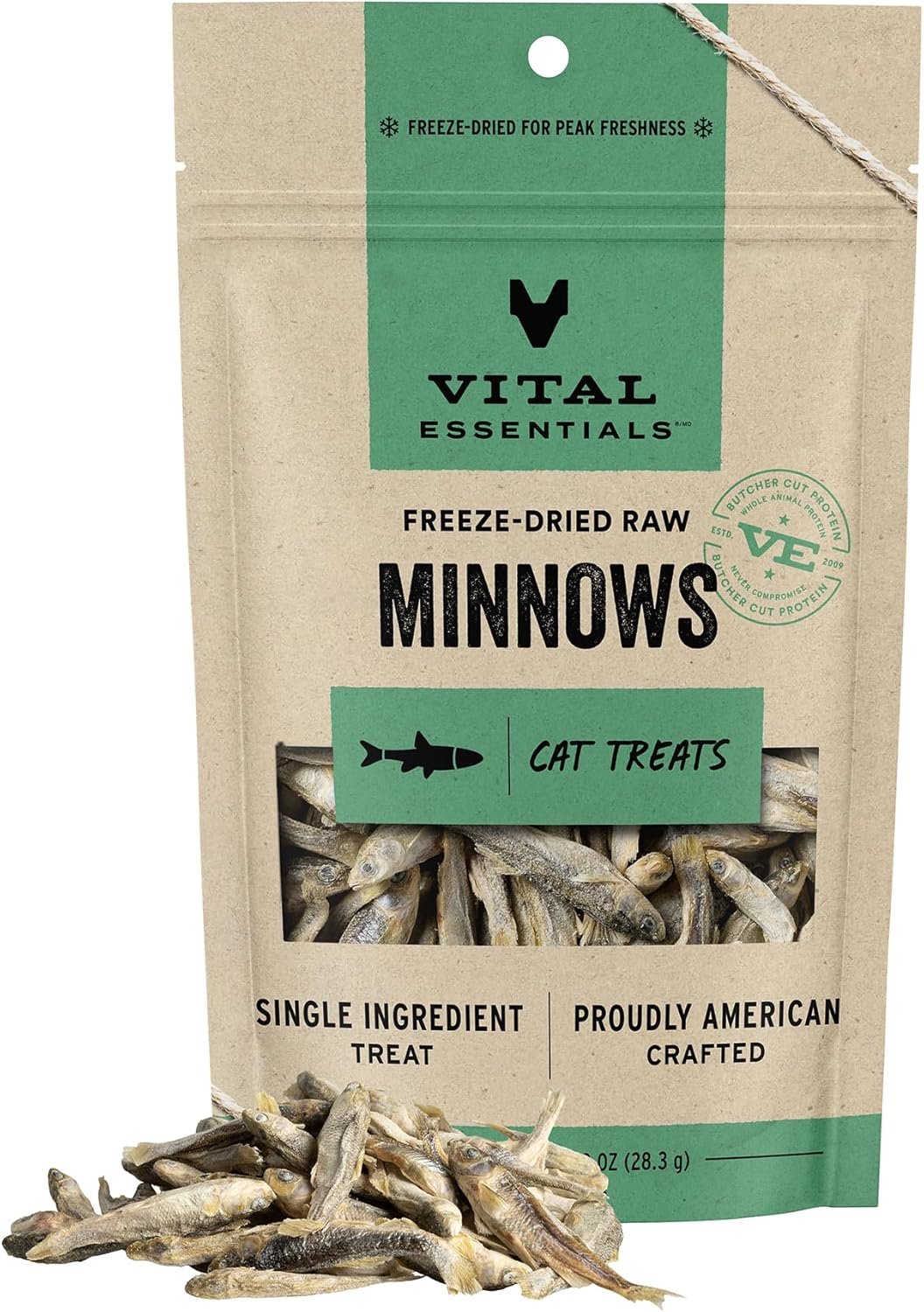 Vital Essentials Freeze Dried Raw Single Ingredient Cat Treats, Minnows, 1 oz (Package may vary)