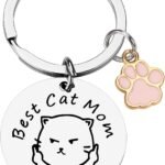 PLwelth Dog Mom Keychain Cat Mom Keychain Funny Mum Gift Keyring for Women Birthday Mother’s Day Valentine's Day Gifts