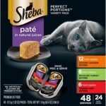 Sheba Perfect Portions Wet Cat Food Pate, Savory Chicken Entree, Roasted Turkey Entree, and Tender Beef Entree Variety Pack, 2.6 oz. Twin Pack Trays (24 Count, 48 Servings)