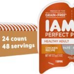 IAMS Perfect Portions Healthy Adult Grain Free Wet Cat Food Pate, Chicken Recipe, 2.6 oz. Easy Peel Twin-Pack Trays (24 Count, 48 Servings)