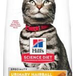 Hill's Science Diet Urinary Hairball Control, Adult 1-6, Urinary Track Health & Hairball Control Support, Dry Cat Food, Chicken Recipe, 7 lb Bag