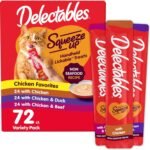 Delectables Squeeze Up Non-Seafood Variety Pack, Creamy Squeezable Puree, Lickable Wet Cat Treats, Grain Free, No Added Fillers, No By-Products, No Added Preservatives, 0.5 Ounces Tube, 72 Tubes Total