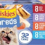 Purina Friskies Gravy Wet Cat Food Variety Pack, Shreds With Beef, Turkey, Cheese, Chicken, Salmon, Ocean Whitefish, Tuna, Indoor Canned Cat Food Wet (Pack of 32) 5.5 oz Cans