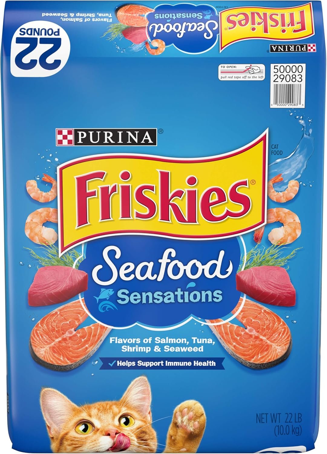 Purina Friskies Dry Cat Food Seafood Sensations With Salmon, Tuna, and Shrimp Flavors - 22 lb. Bag