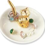 Ring Holder Ceramic Ring Dish for Jewelry Wedding Engagement Cute Ceramic Ring Tray Holder (Cat Style)