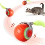 Potaroma Moving Ball Cat Toys with Feather Tail, Rechargeable 2025 New Interactive Toy for Indoor Cats Exercise, Smart Interactive Kitten Rolling Ball, Orange