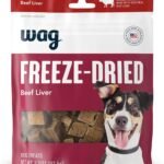 Amazon Brand - Wag Freeze-Dried Raw Single Ingredient Dog Treats, Beef Liver, High Protein, Health Training Treats or Meal Topper for all Dogs, Grain-Free, 3.3 Ounce (Pack of 1)