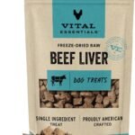 Vital Essentials Beef Liver Dog Treats, 2.1 oz | Freeze-Dried Raw | Single Ingredient | Premium Quality High Protein Training Treats | Grain Free, Gluten Free, Filler Free
