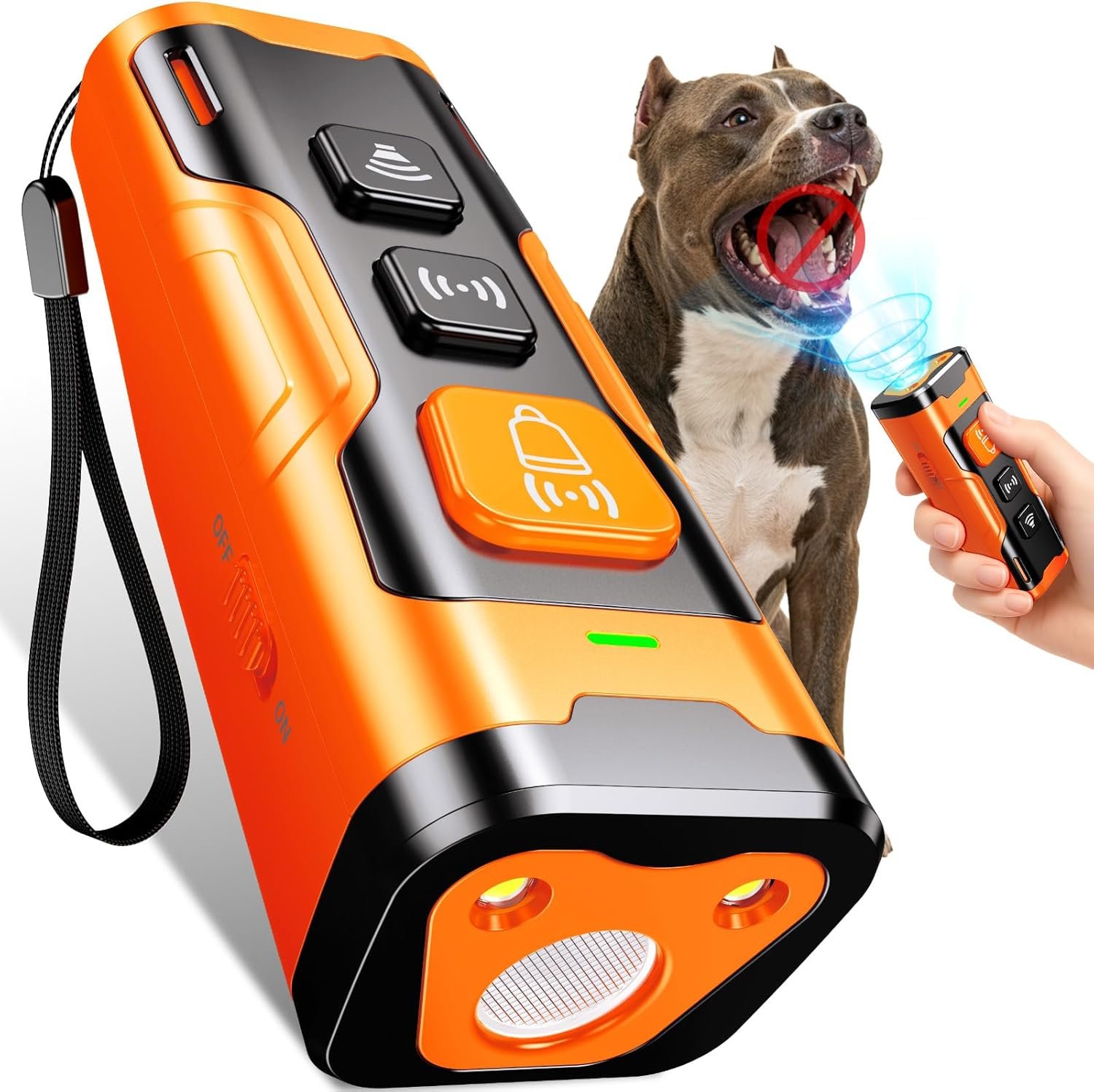 Dog Bark Deterrent Devices, Ultrasonic Anti Barking Device for Dogs, Stopping Own or Neighbor's Dog Barking,Portable Dog Training Device, Safe & Effective for Indoor & Outdoor Use, Orange